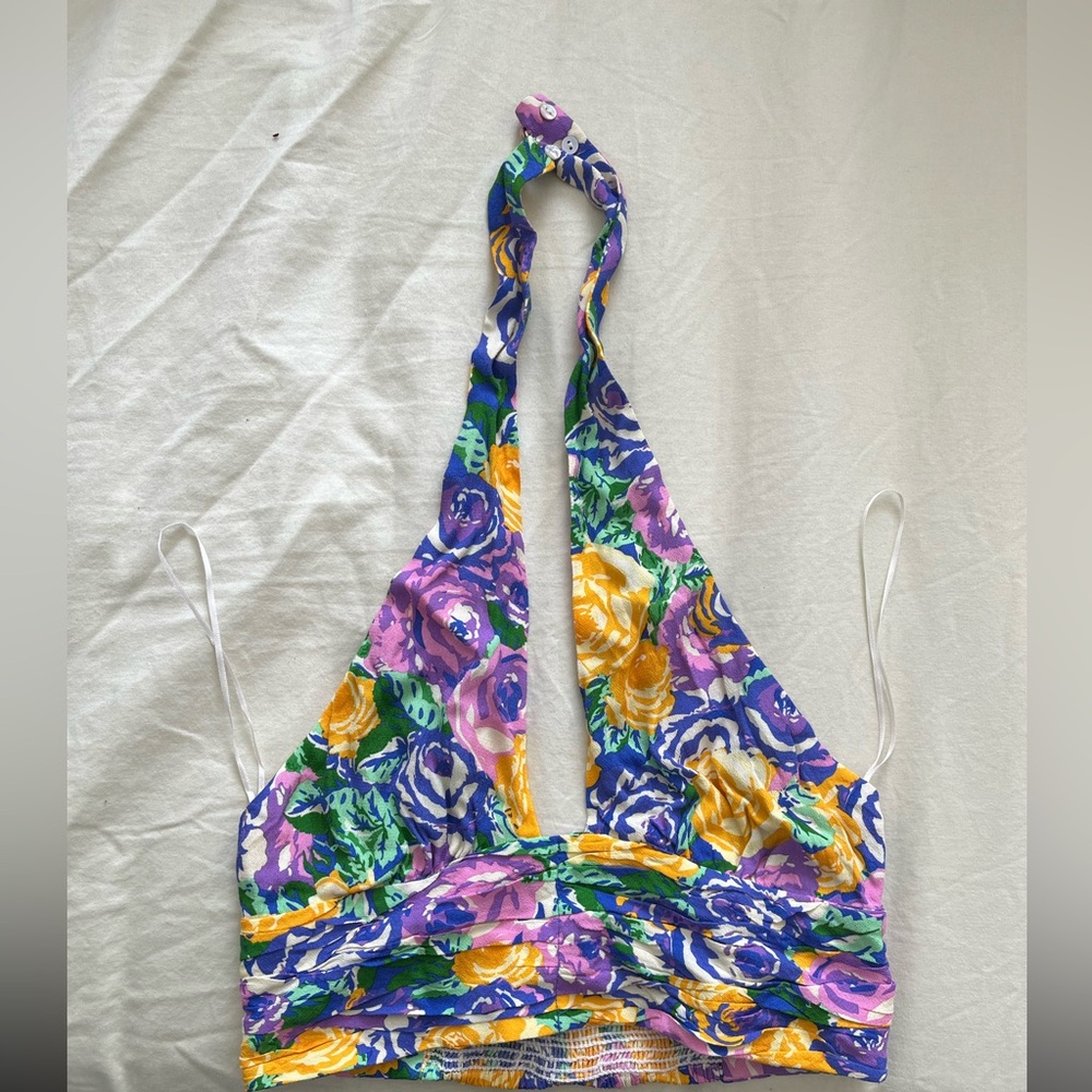 🦋Zara Floral Halter Crop Top